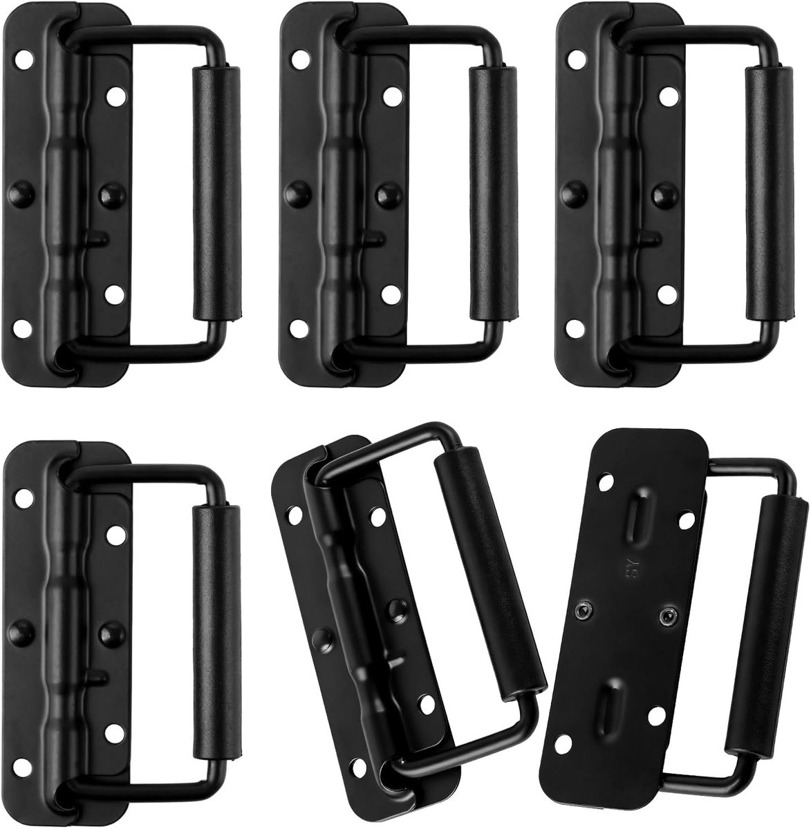 6 stuks klapgreep, 120 mm geveerde kistgreep | Inklapbare handgrepen, zwarte handgreep, hardwareboxgreep, draaggrepen, voor kisten, gereedschapskist deur