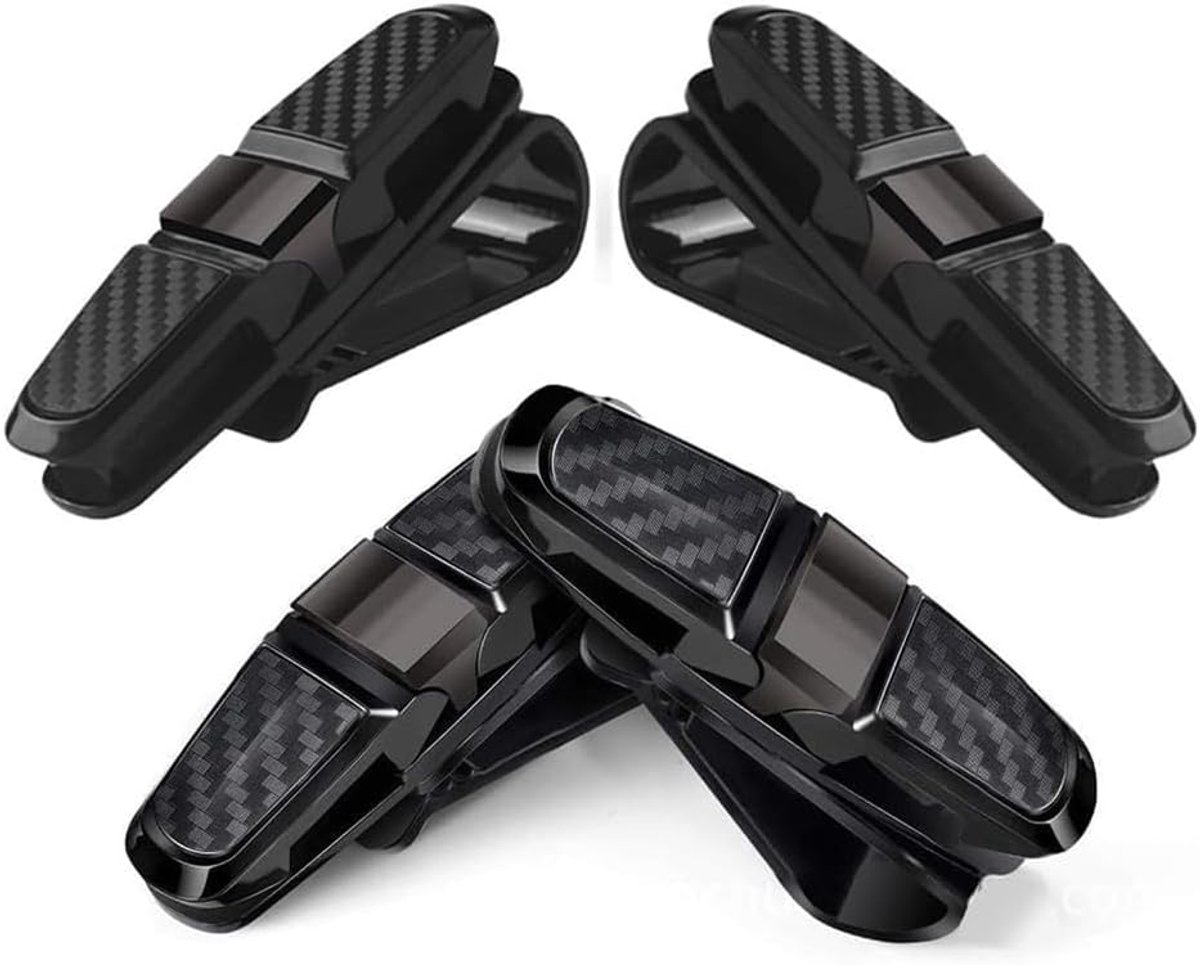 4 stuks brillenclip auto multifunctionele organizer vizier auto clip kaarten (grijs)