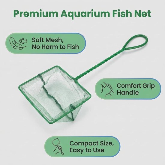 Schepnet voor aquarium, 3 stuks, klein, 7,6 cm - Aquariumnet fijnmazig met metalen handgreep voor kleine vissen en voor reiniging — afbeelding 2
