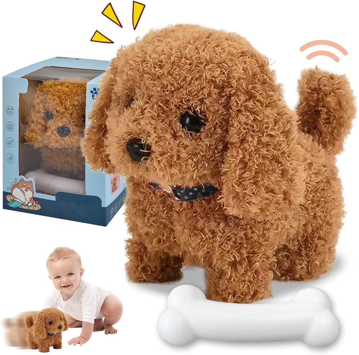 robotpuppy, interactief pluche hond voor kinderen, interactief elektronisch hondenspeelgoed, pluche puppy, wandelende staart, simulatie puppy, voor kinderen, verjaardagscadeau