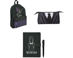 Wednesday schoolset; rugzak, etui en notitieboek met pen