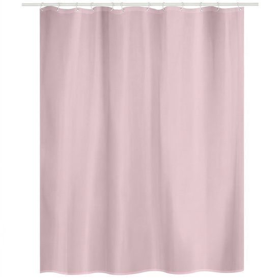 Lichtroze douchegordijn van gerecycled polyester.