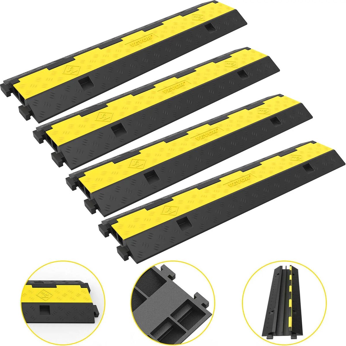 NextNovaDeals Kabelbeschermer - Kabelafdekking Buiten - 2 Rubberen Kanalen - PVC - 11000 Lbs - Oprit Parkeren En Veilig Overrijden