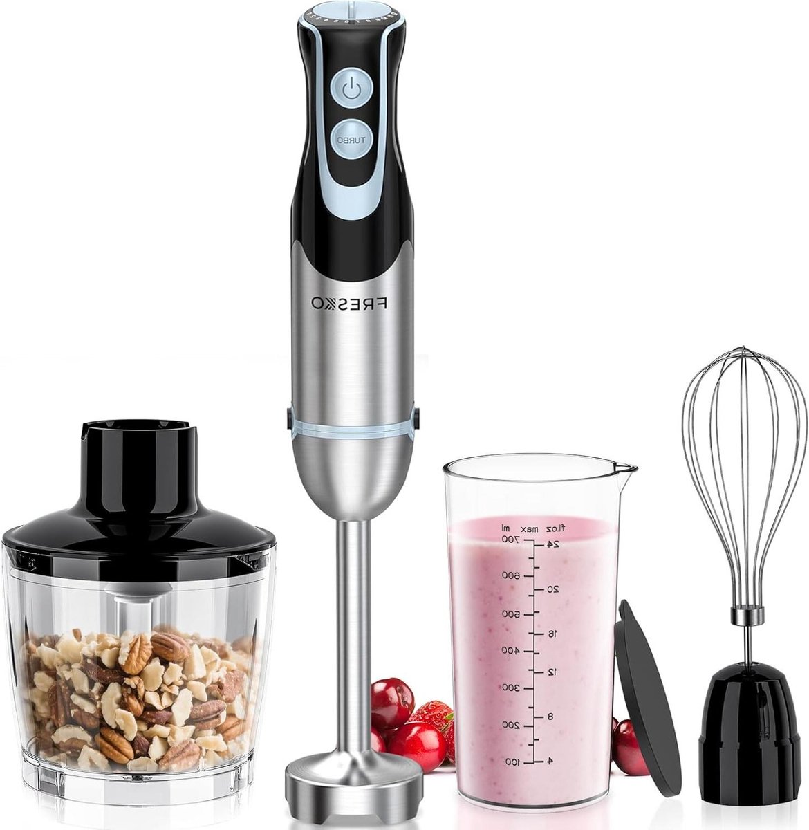 Staafmixer Set - Keukenmixer Accessoires - Maaltijden Bereiden - 1000 Watt Kracht - 700 Milliliter - Zilver