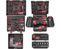 Gereedschapsset Gevuld - Autogereedschap Koffer - Auto Onderhoud - 132 Delig - 43 cm Breed - Rood