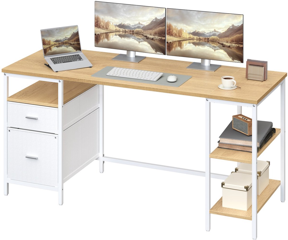 VASAGLE - Bureau - Met 3 Opbergvakken - 2 Lades - Modern Design