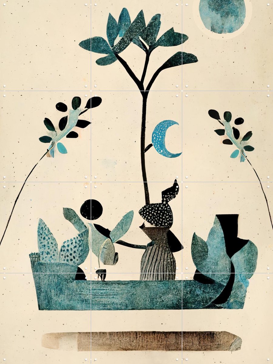 IXXI My Fantastic Journey, Treechild & Various - 60 x 80 cm - Gratis ophangtool - Grote wanddecoratie en posters - Collage, Speels, Gemengde
