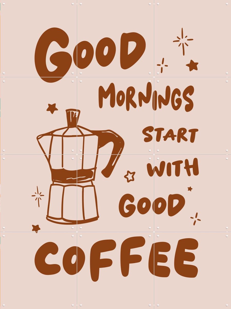 IXXI Morning Coffee, Palmartprints - 60 x 80 cm - Gratis ophangtool - Grote wanddecoratie en posters - Digitale Kunst, Illustraties, Typografie