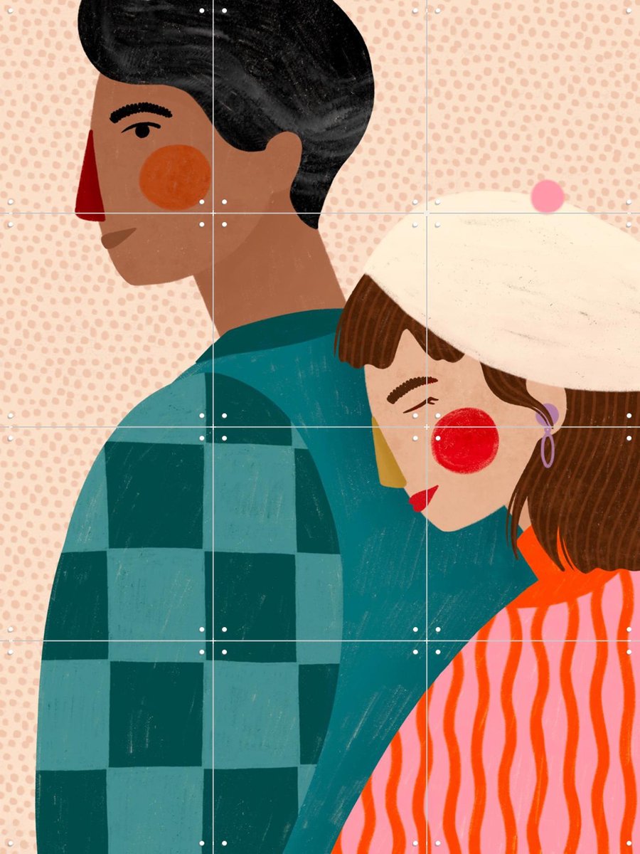 IXXI Bea Muller Be My Valentine, Bea Müller & Various - 60 x 80 cm - Gratis ophangtool - Grote wanddecoratie en posters - Speels, Modern, Kleurrijk