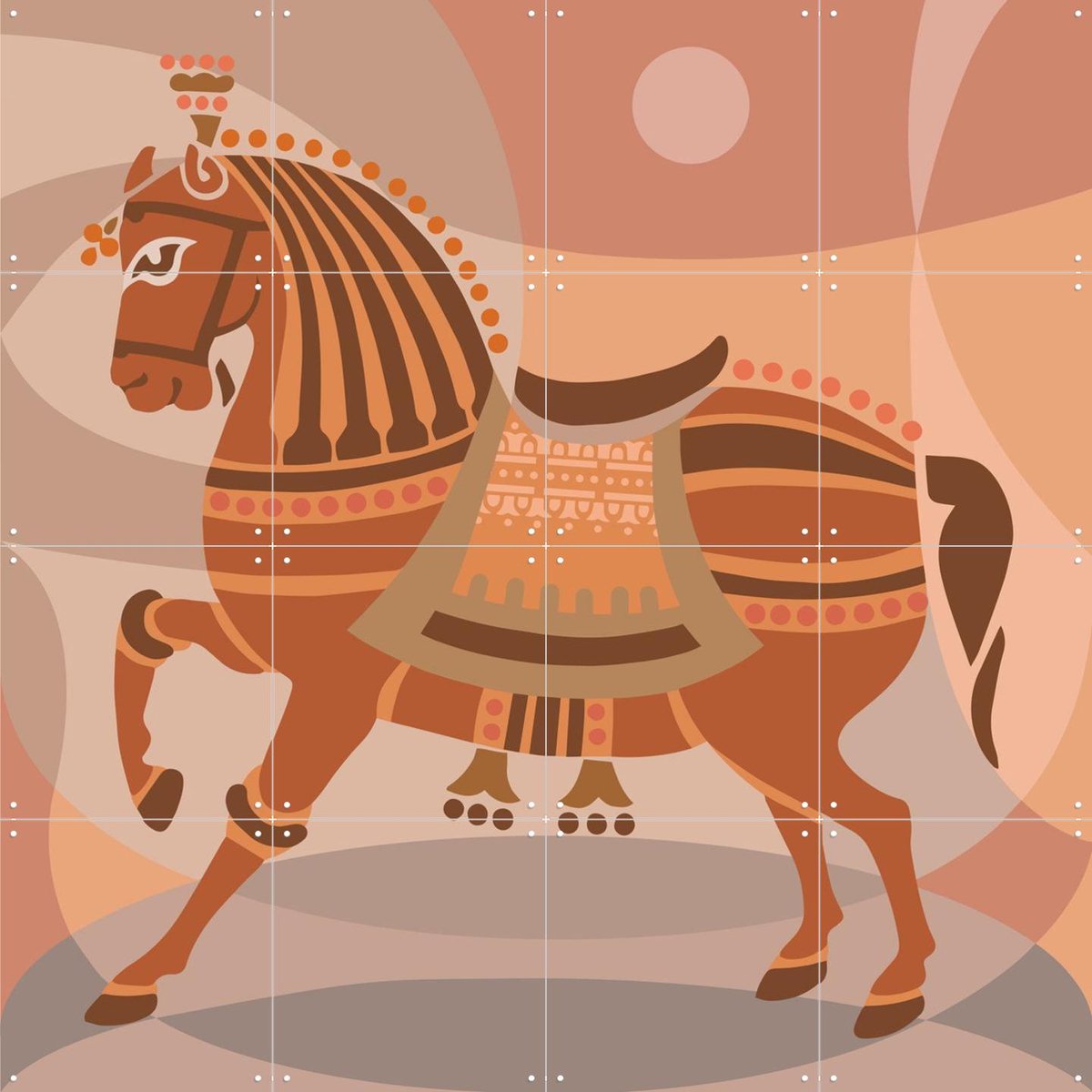 IXXI Parade Horse, Alejandro B. Canoy - 80 x 80 cm - Gratis ophangtool - Grote wanddecoratie en posters - Vintage, Decoratieve kunsten, Geometrische