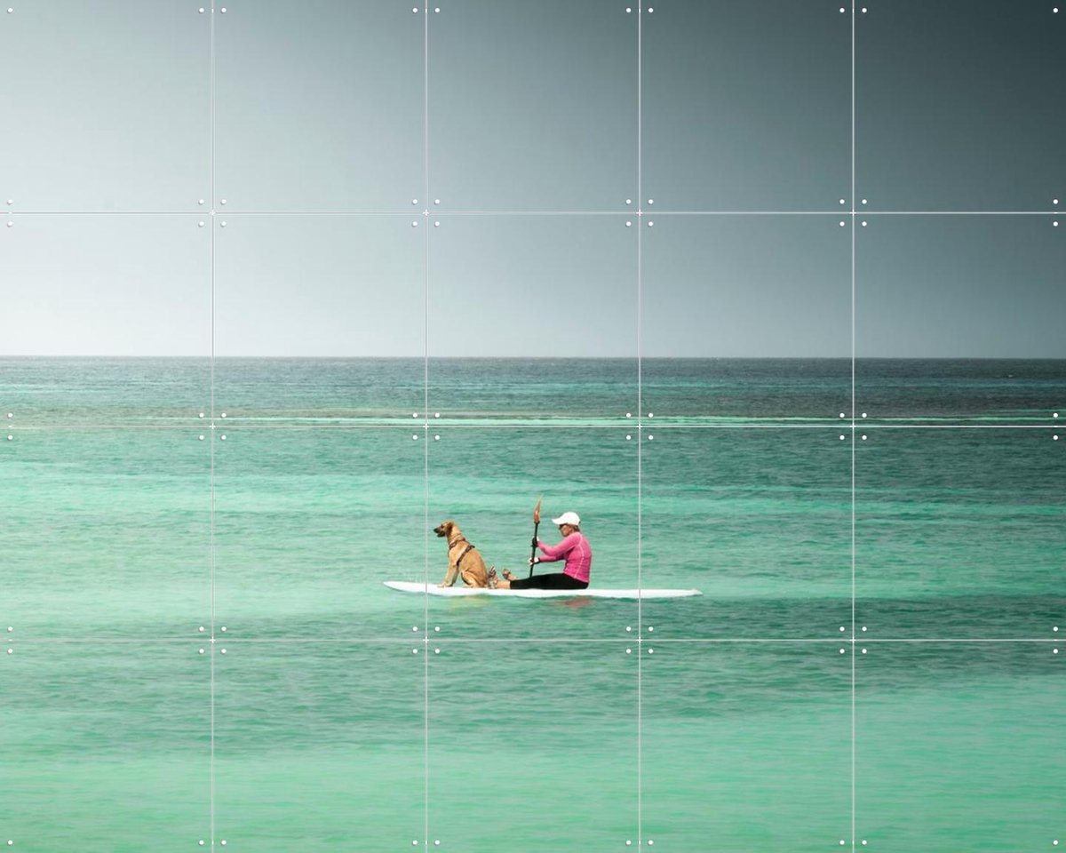 IXXI Paddleboarder On Calm Tropical Waters, Claire Droppert - 100 x 80 cm - Gratis ophangtool - Grote wanddecoratie en posters - Realisme, Fotografie
