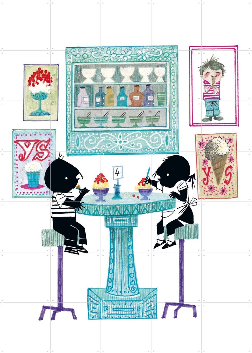 IXXI Ijsje Eten, Fiep Westendorp - 100 x 140 cm - Gratis ophangtool - Grote wanddecoratie en posters - Speels, Tekeningen, Kleurrijk, Kinderkamer