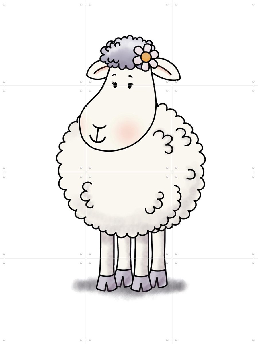 IXXI Schaap Molly, Mike & Molly & Van Hoorne Studios - 60 x 80 cm - Gratis ophangtool - Grote wanddecoratie en posters - Speels, Kleurrijk