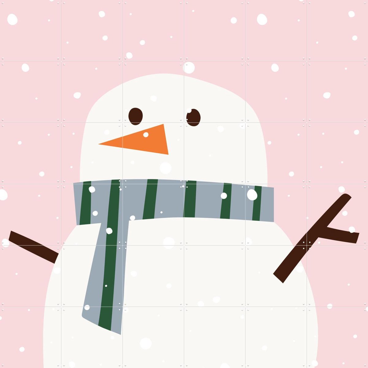 IXXI Sneeuwpop, Ohkimiko & Various - 120 x 120 cm - Gratis ophangtool - Grote wanddecoratie en posters - Cartoonesk, Speels, Illustraties, Kleurrijk