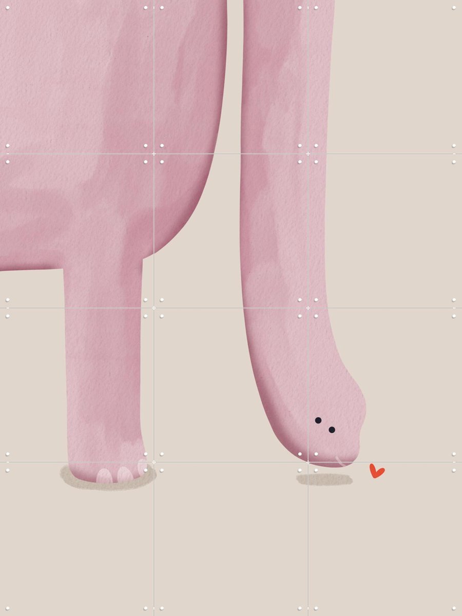 IXXI Dino Roze, Alijt - 60 x 80 cm - Gratis ophangtool - Grote wanddecoratie en posters - Illustraties, Fantasierijk, Cartoonesk, Modern, Speels