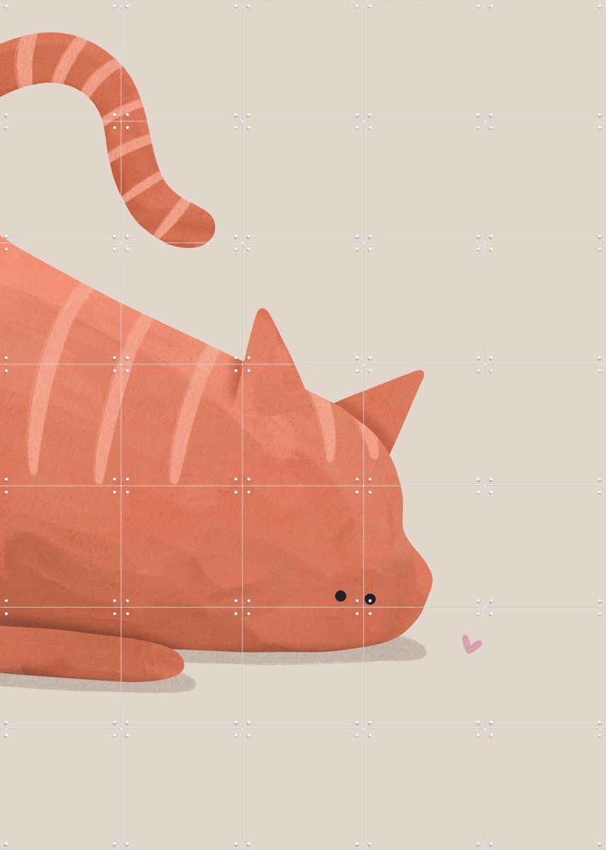 IXXI Poes, Alijt - 100 x 140 cm - Gratis ophangtool - Grote wanddecoratie en posters - Strepen, Speels, Modern, Cartoonesk, Kleurrijk, Babykamer