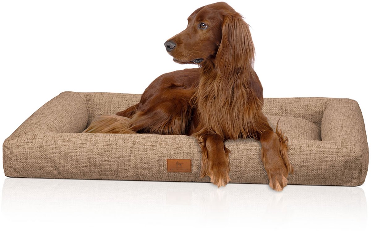 Knuffelwuff box hondenbed Nivaro van zacht weefsel XXL 121 x 81cm Lichtbruin