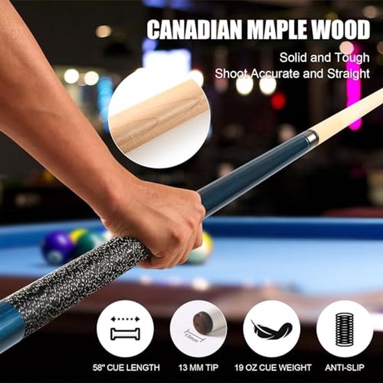 Biljart Keu - Pool Stick Keu - Biljart Spelen - Canadees Esdoornhout Constructie - 58 inch 20 oz - Rood — afbeelding 3