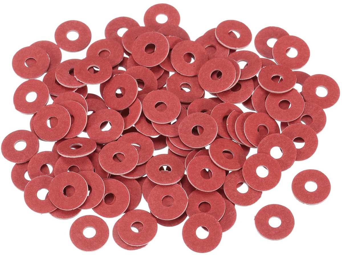 220 stuks sluitring M4 x 8 x 0,5 mm, rood staalpapier sluitringen set, isolatie platte afdichting voor schroeven, moeren, schroefdraadstang, machinebevestiging, sanitair