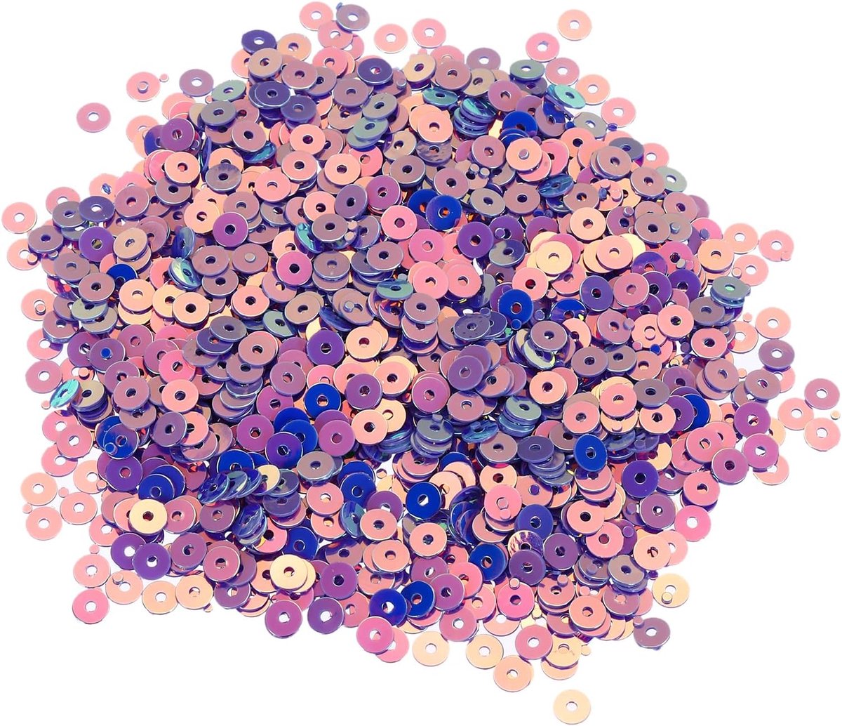 Pailletten, 4 mm, bulkcup, pailletten, borduurwerk, pailletten, ronde pailletten met gaten, voor het maken van sieraden, handwerk, make-up, nagels, lichtpaars