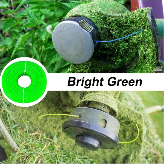 2 stuks 1,6 mm trimmerdraad, in totaal 200 m nylon maaidraad, bosmaaierdraad, trimmerdraad voor grastrimmer, reservekabel voor park, tuin, tuin, gras, onkruid, blauw, groen, 100 m x 2 stuks van Merkloos	 — afbeelding 5