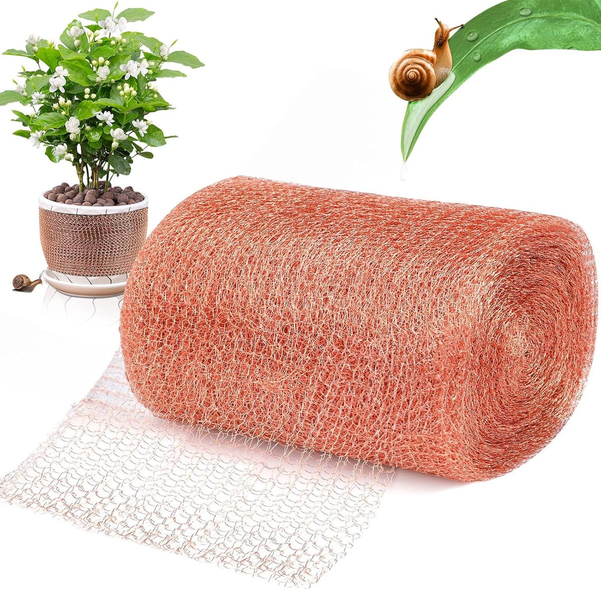 12,7 cm x 9 m, koperband tegen slakken voor hoogbed, koperdraad tegen slakken, snijdbaar slakkenhek van koper, dubbellaagse slakkenbescherming van koperen hek, voor muizen