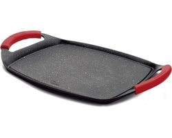 Grillplaat - Koekenpan Pan - Gezond Grillen - Eco Steen Coating - 22.5 x 29 cm - Zwart