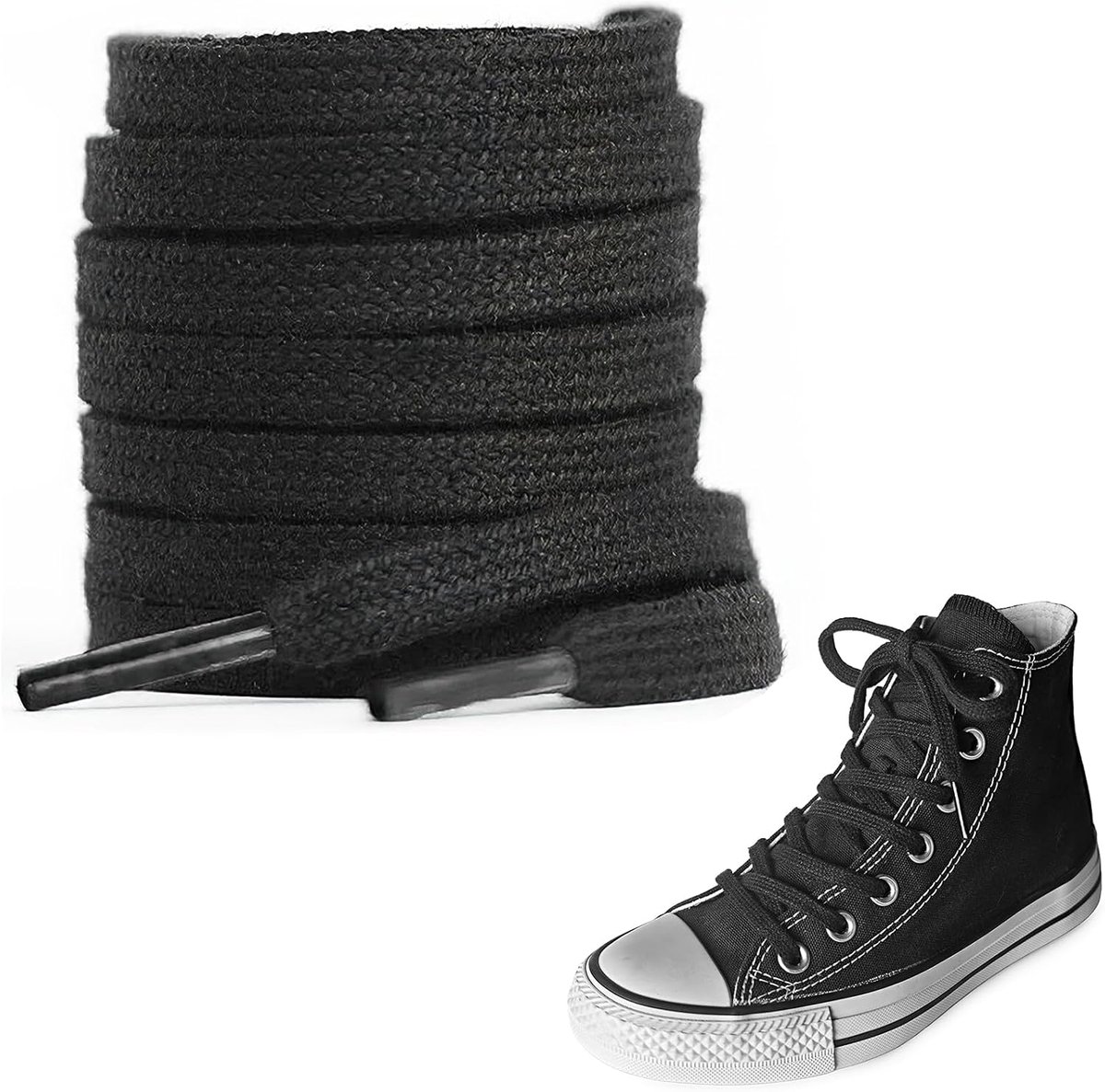 8mm Brede Platte Veters voor Converse Hoge Top, Kwaliteit Katoenen Lange Veters voor Sneakers en Sportschoenen