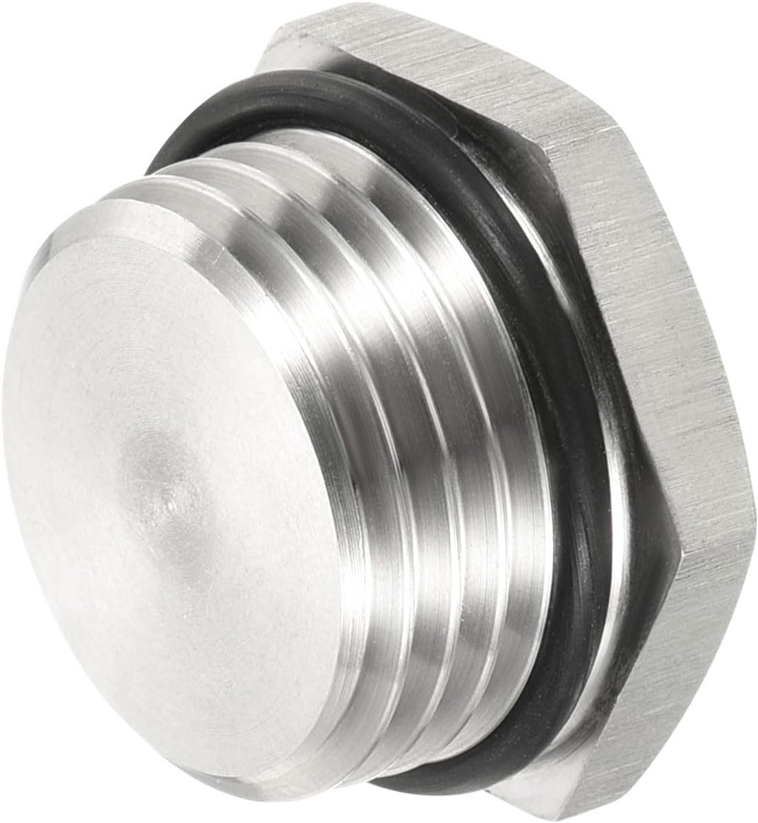 METERXITY Mannelijke stekker - draad zeshoekige kop, massieve buisfitting met afdichtende rubberen ring, anti-roest, van toepassing op waterleiding (1/2 NPT, zilverkleur)