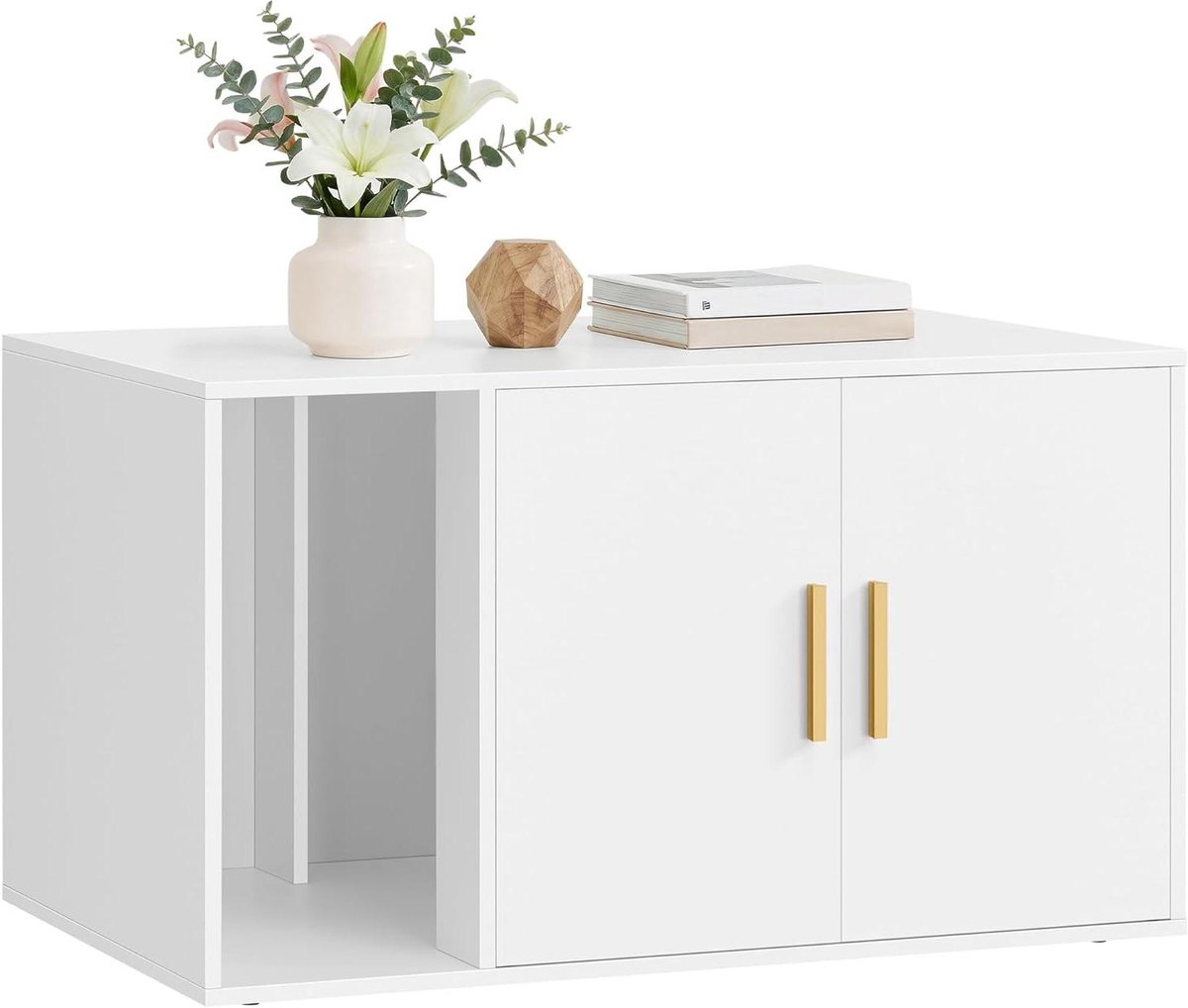 Kattenbak Meubel - Kattenhuis Kast - Privacy Creëren - Geur Neutraliserend - 80 x 50 x 45 cm - Wit