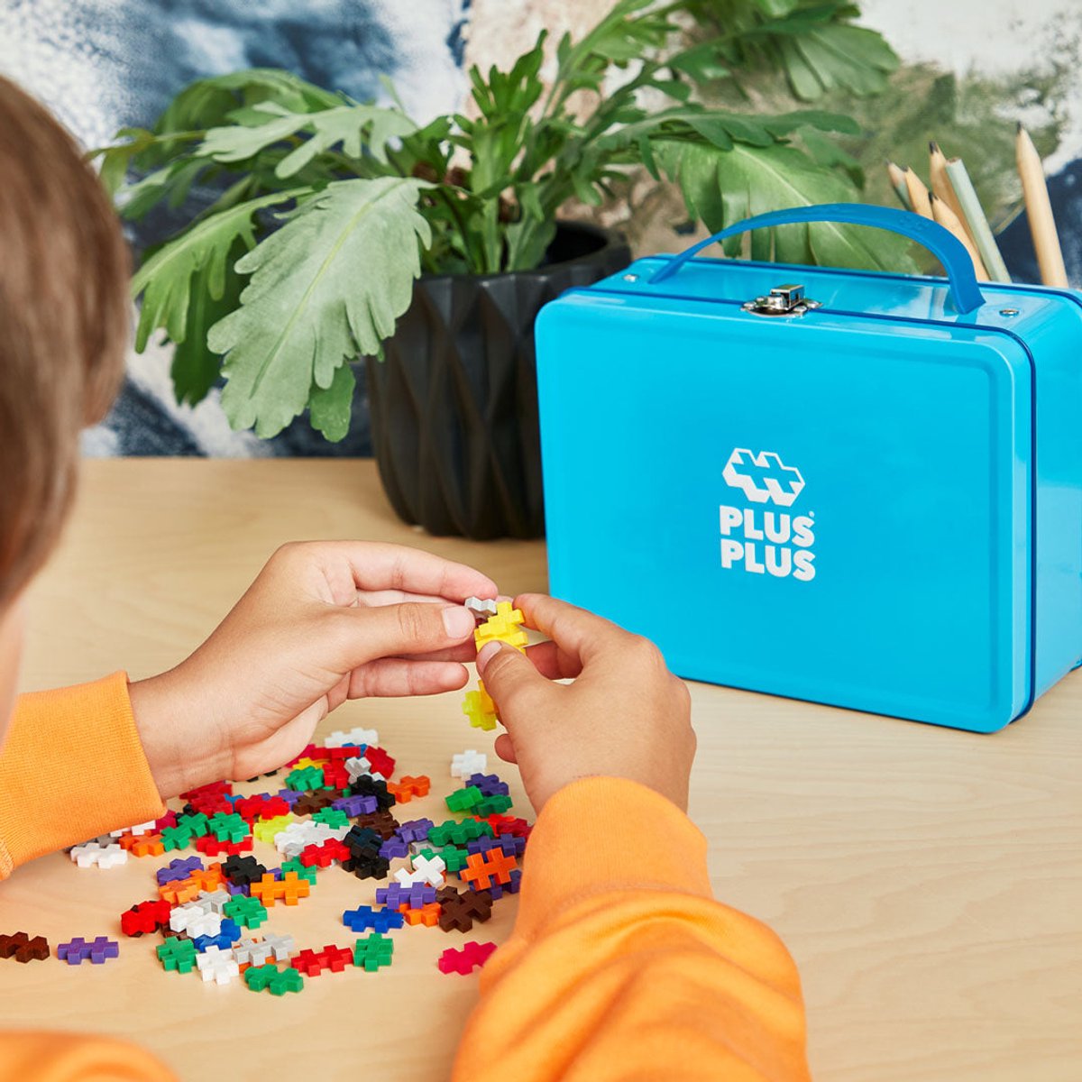 Plus-Plus Basic Reiskoffer 600 delige bouwset blauw - 7002 - Bouwspeelgoed - Constructiespeelgoed - Set met bouwstenen - Vanaf 5 jaar — afbeelding 21