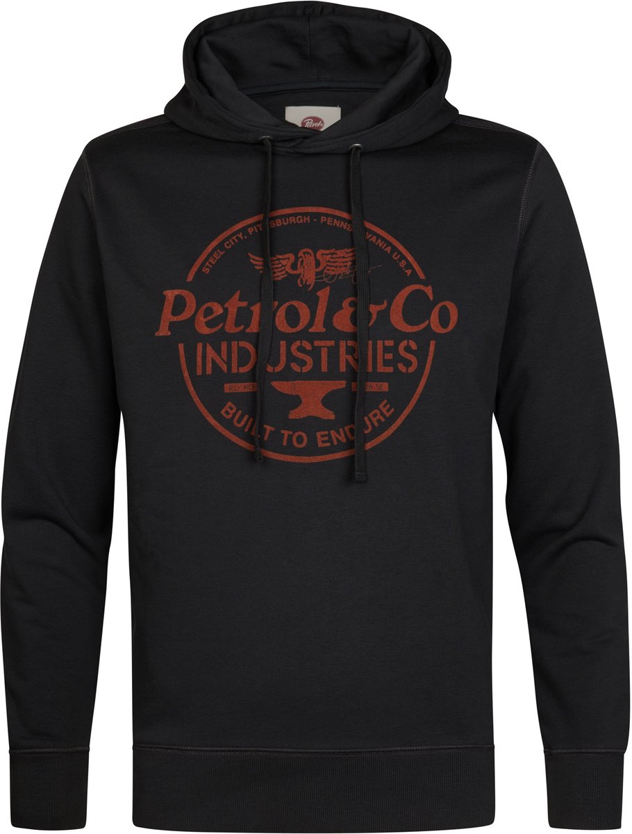 Petrol Industries - Heren Gemêleerde hoodie met print Selwyn - Zwart - Maat M