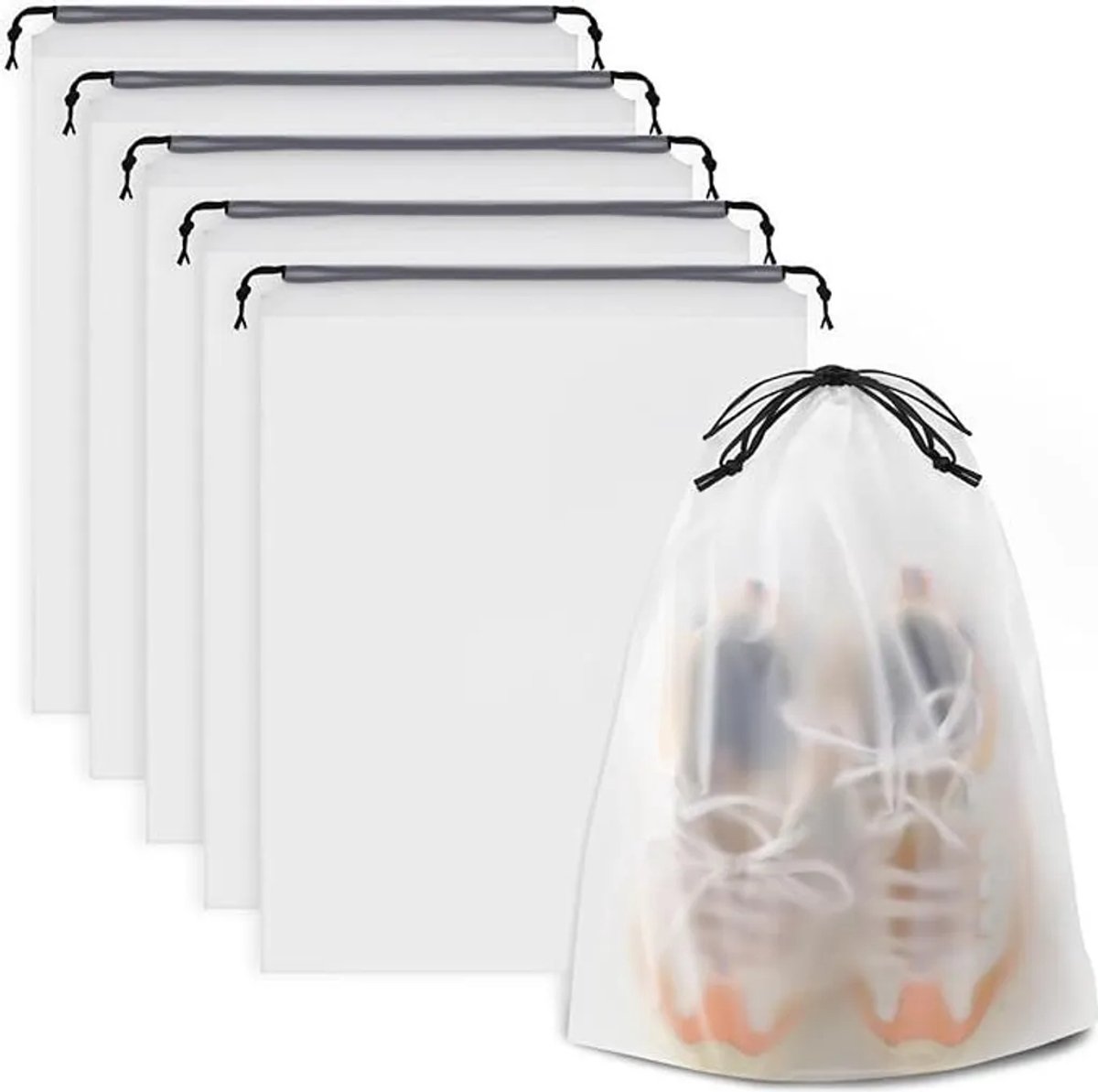 Schoentassen, reisschoentassen (5 stuks), transparante schoentassen met trekkoord, unisex waterdichte schoentassen, reis- en opbergtassen voor thuis (30*40 cm)