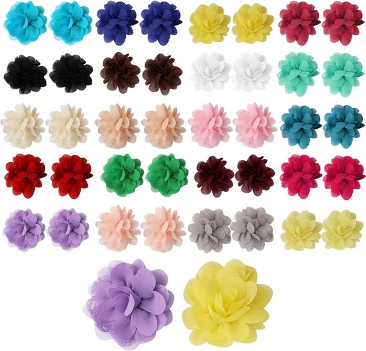 Chiffon Bloemen Haarspelden Set voor Baby's, Meisjes, Peuters, Kinderen, Tieners - 40 stuks met Antislip en Simulatie Bloem Hoofdtooi