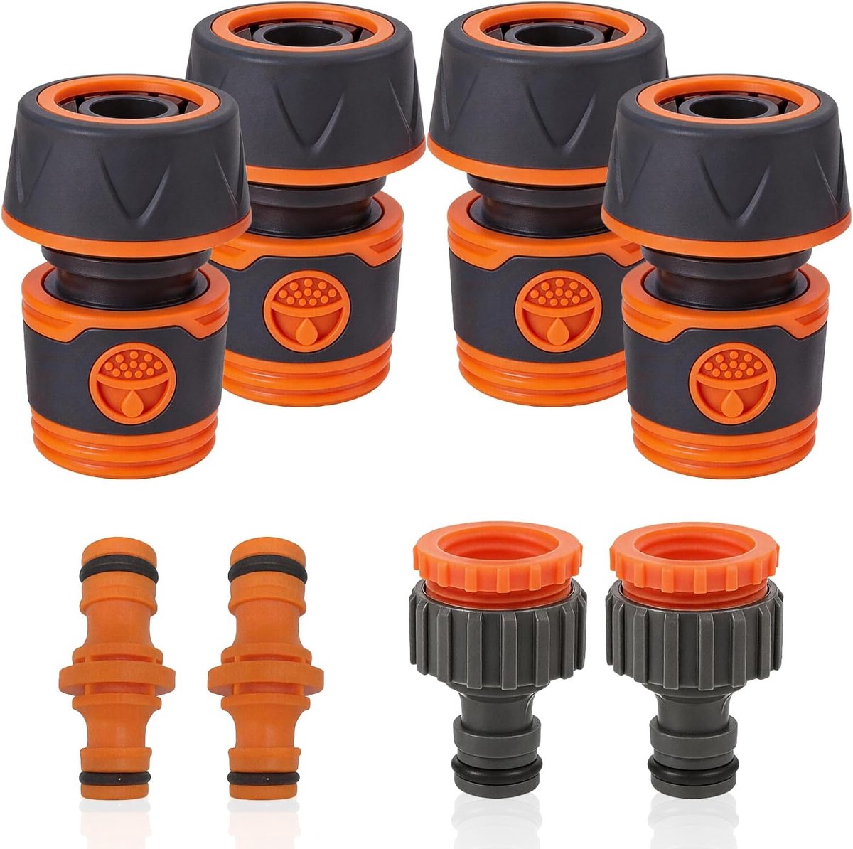 SnelShoppen - Tuinslangverbindingsset 8-delig - 1/2 inch Snelaansluitingen, Dubbele Slangkoppelingen, Universele Adapters voor Tuinirrigatie en Gazono