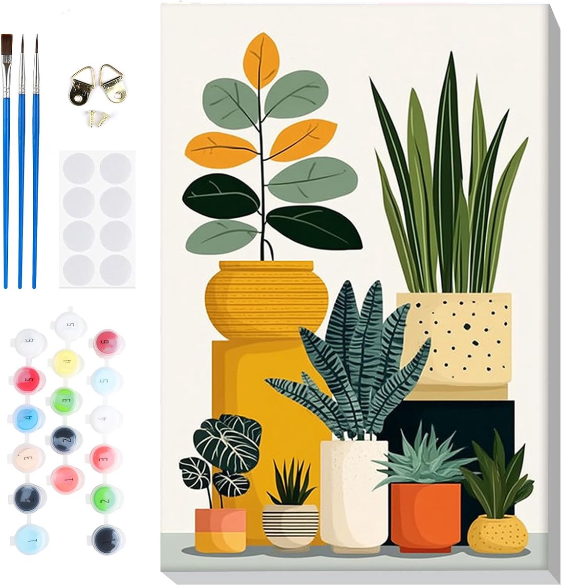 SnelShoppen - Verf op Nummer Set voor Volwassenen - Bloemen Schilderen op Canvas - Inclusief Houten Frame, Penselen en Haken - Doe-Het-Zelf Acryl Olie
