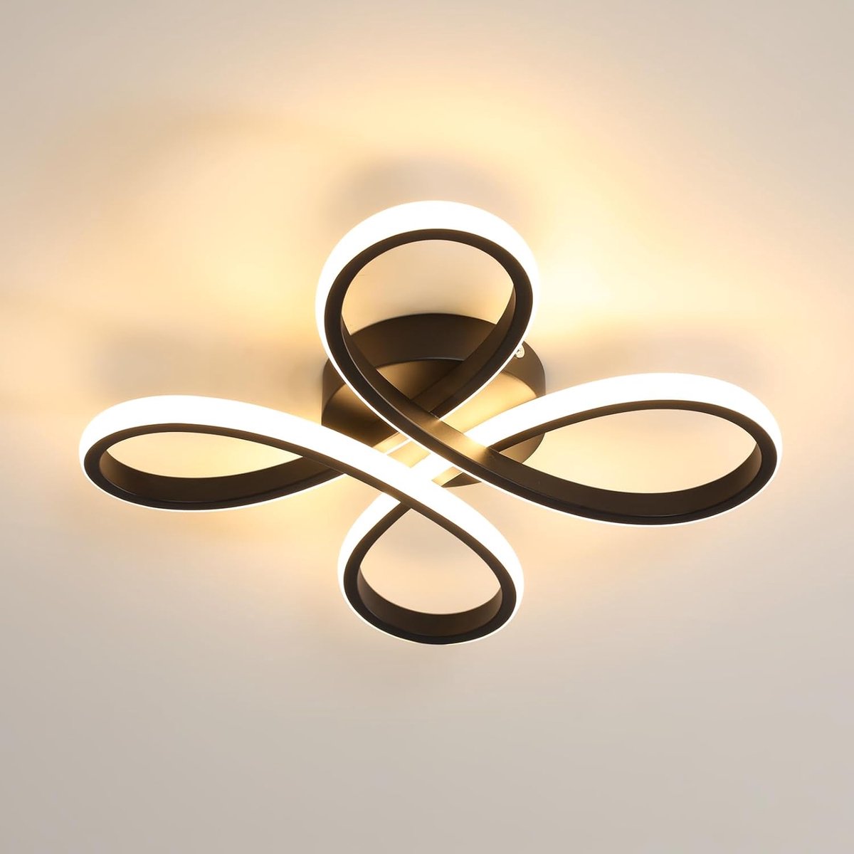 SnelShoppen - Moderne LED Plafondlamp 28W 3200 Lumen Zwart Creatief Bloemvormig Aluminium Chandelier voor Slaapkamers, Woonkamer, Hal, Kledingkast, 30