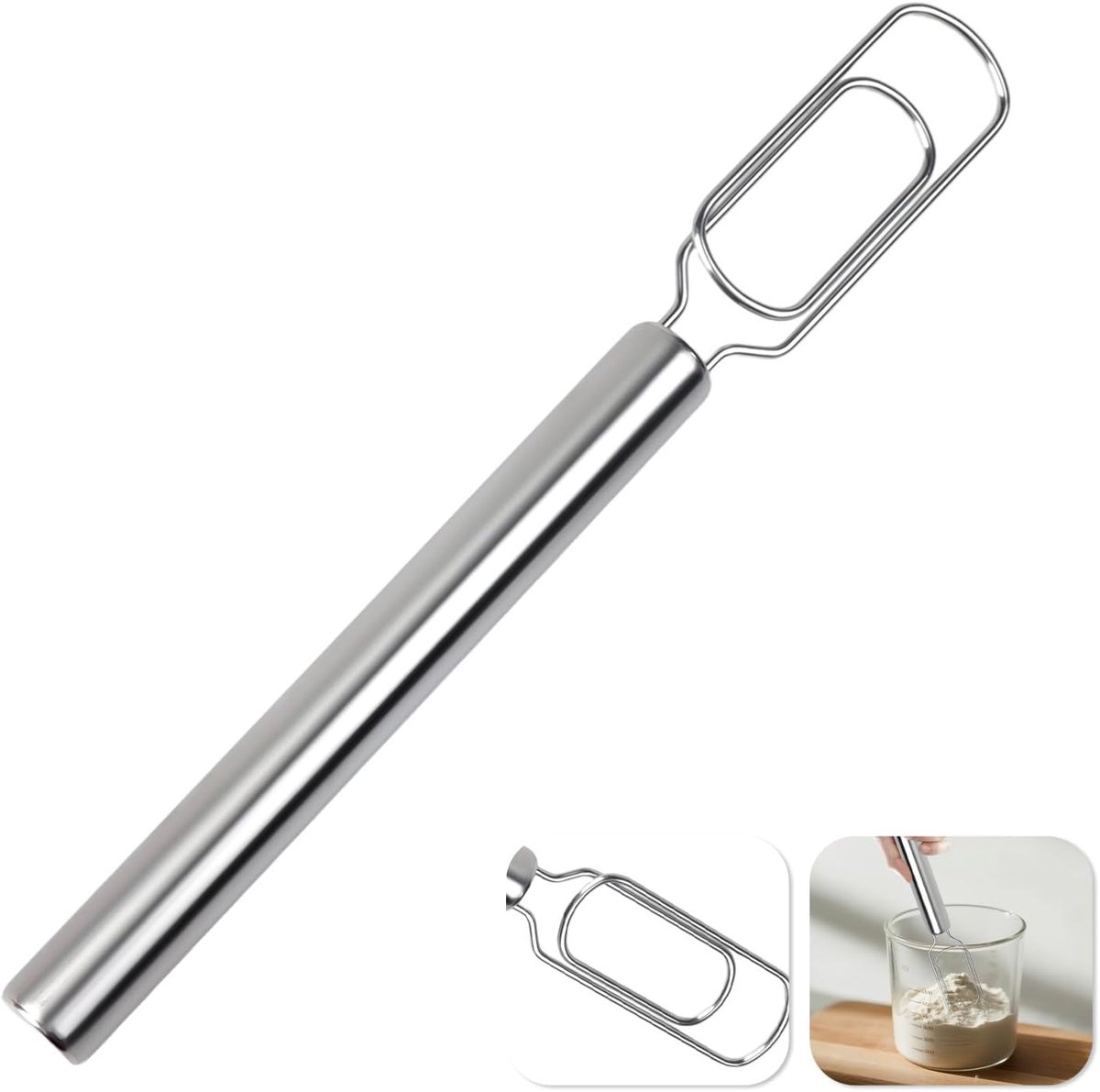 SnelShoppen - Handmatige Deegmixer 30cm - RVS Deegbeslag Menger - Snelle Roerstaaf voor Bakken - Perfect voor Brood en Gebak - Duurzaam en Veilig