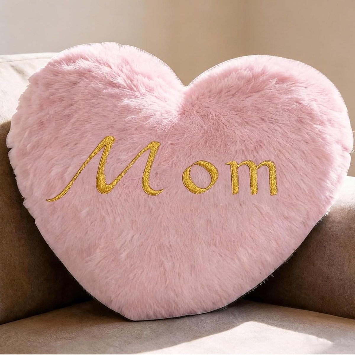 SnelShoppen - Fluffy Heart Pillow - Schattig Hartvormig Kussen - Pluche Decoratief Kussen voor Woonkamer, Slaapkamer, Bank, Bed - 30 x 45 cm - Roze