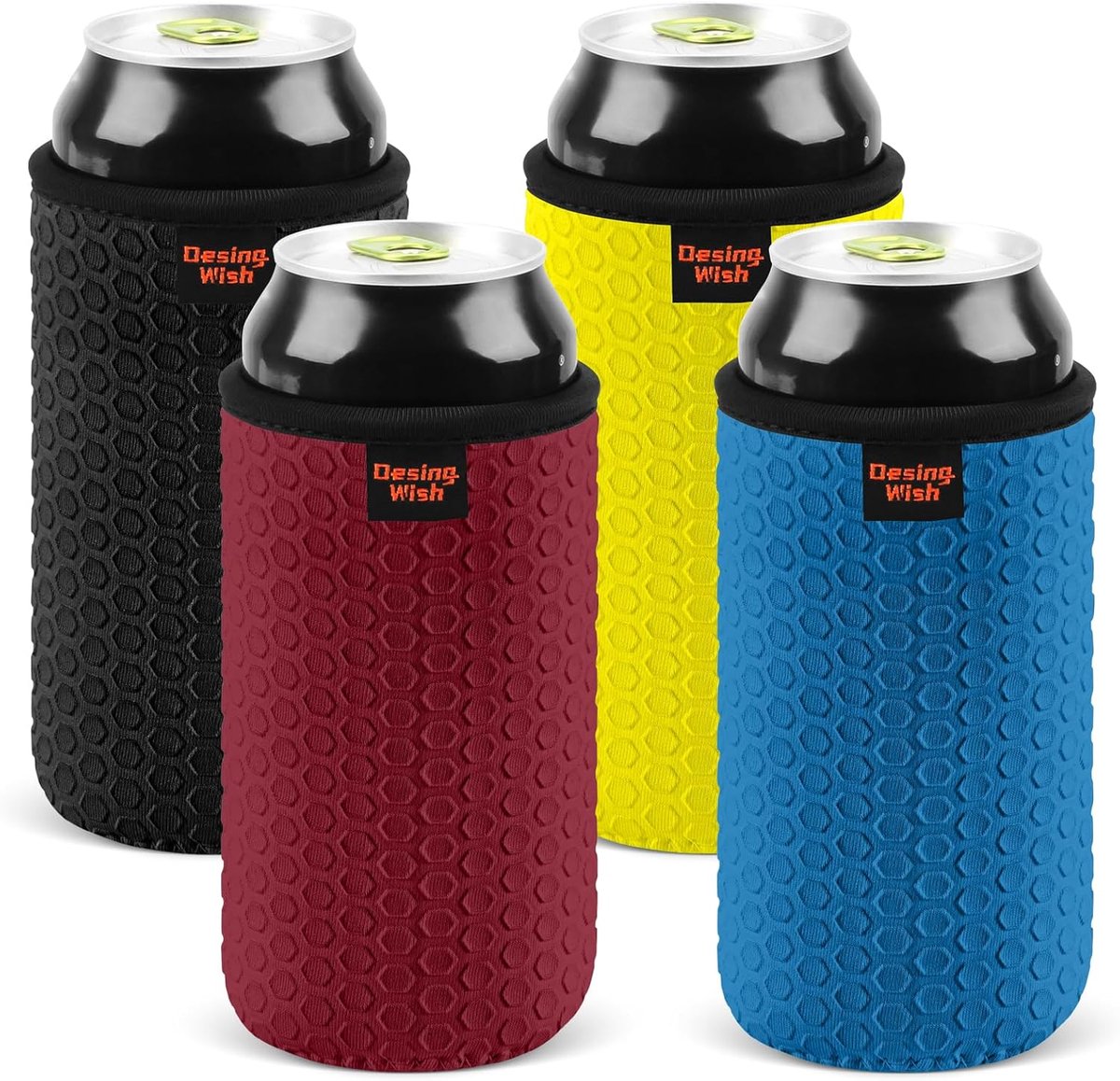 SnelShoppen - 4Pcs 16oz Koel Sleeve voor Drankblikjes - Neopreen Isolerende Cooler voor Bier en Frisdrank - Herbruikbaar, Antislip voor Feest, Camping