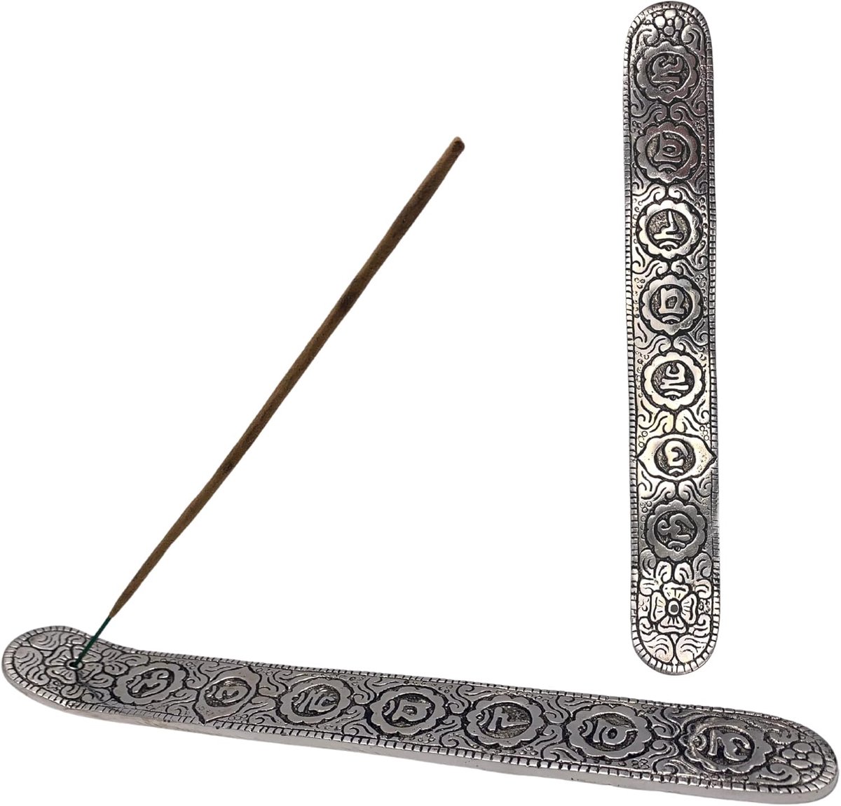 SnelShoppen - Aluminium Incense Stick Holder met Chakra Design - Handgemaakt in India - 23.5 cm - Uniek Decoratiestuk voor Feest, Meditatie en Thuisge