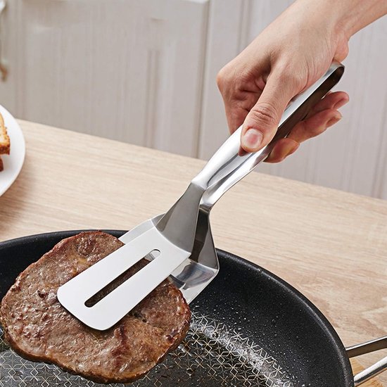 SnelShoppen - RVS Pastatangenset 2 Stuks - Spaghetti Tangen met Tanden - 23 cm Lange Keuken Hulpstukken voor Pasta, Noodles en Gebak - Duurzaam en Geb van Snelshoppen — afbeelding 2