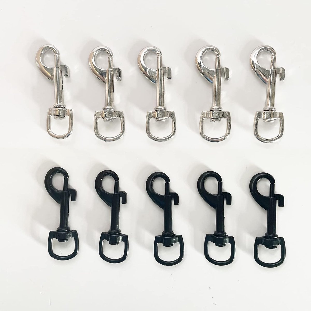 SnelShoppen - Pack van 10 Rotating Snap Hooks - Robuuste Swivel Hook Carabiner Clip - 360° Draaiende Verbinding - Zwart Alloy Staal voor Hondenriem en