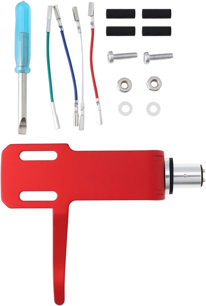 SnelShoppen - 8mm Turntable Headshell Bracket Stylus Set Universeel voor LP Phono - Vervanging, Hoogwaardige Geluidsweergave, Rood, Ideaal voor Muziek