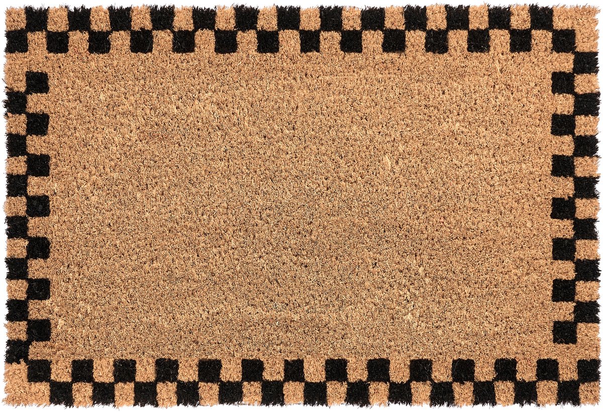 SAGADA - Deurmat - Beige/Zwart - 60 x 90 cm - Kokosvezel/PVC