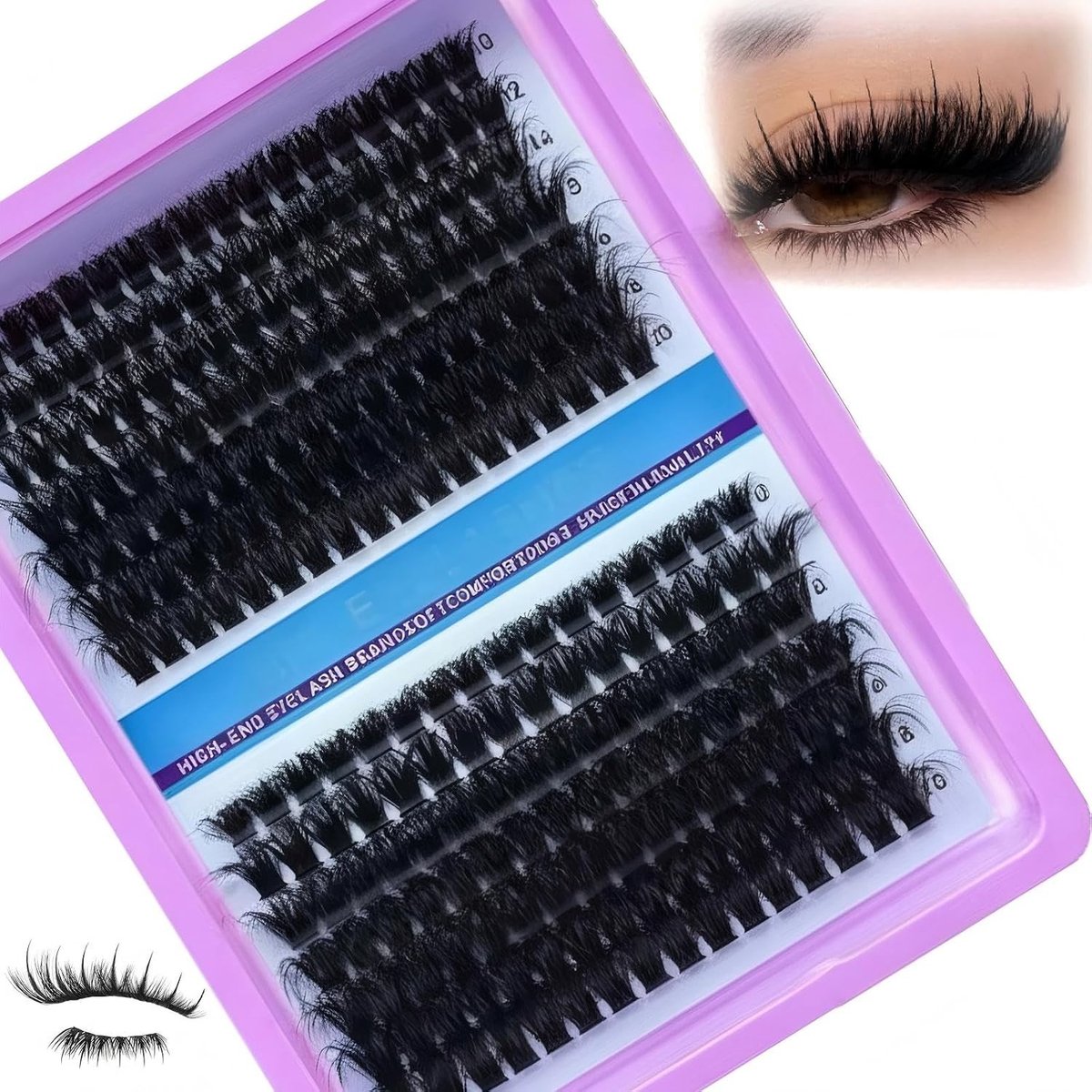 Wimperclusters 80D en 100D voor volume, stekelige en pluizende wimperextensions, 6-21 mm, D krullend, doe-het-zelf dikke wimpers voor een glamoureuze look