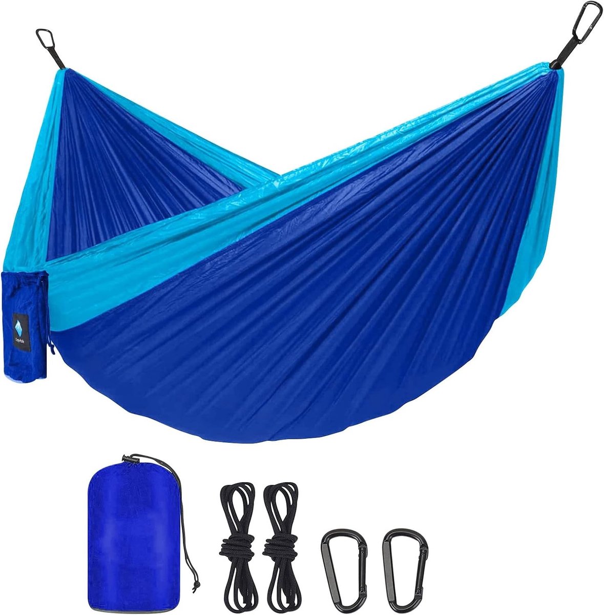 Lichte en draagbare campinghangmat tot 150 kg, ideaal voor outdoor, kamperen, wandelen en tuingebruik met snelle installatie en ademend nylon