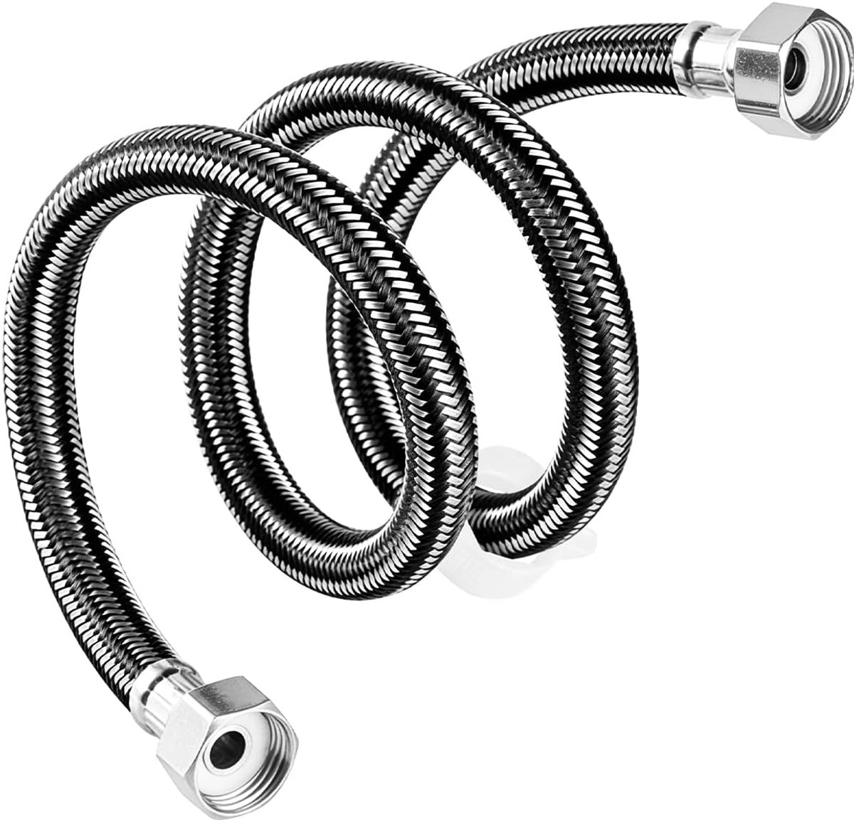 SnelShoppen - 150cm Gevlochten RVS Aansluitslang G1/2 | Verstevigde Slang voor Kraan, Flexibele Aansluitkabel, Duurzaam en Corrosiebestendig, Zilver-Z