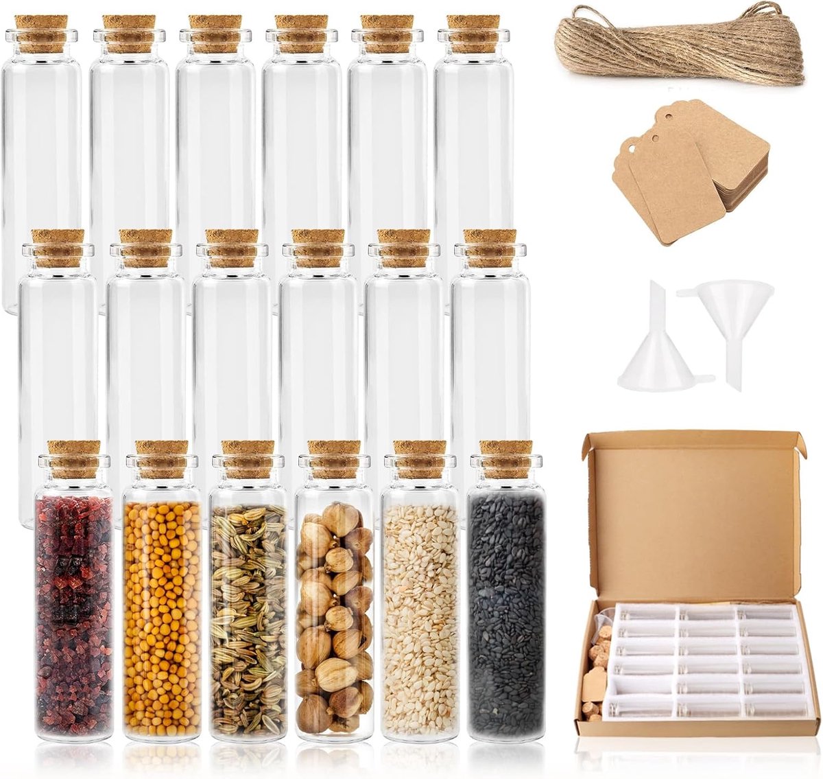 SnelShoppen - 18 x Mini Glazen Flesjes met Kurk 40 ml - Kleine Glazen Flessen voor Bruiloften, Feestjes, DIY Projecten en Decoratie