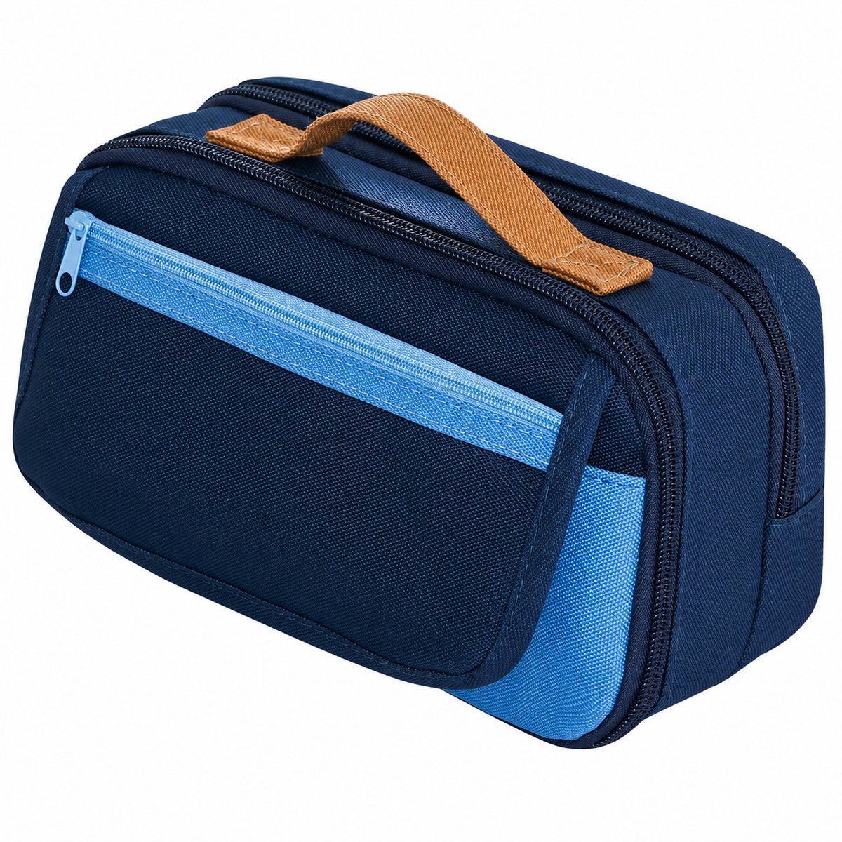 Canvas Pennenzak - Duurzaam Oxford Materiaal met Ritssluiting - Opslag voor 110+ Pennen - voor Kantoorbenodigdheden - Blauw - 1 Stuk
